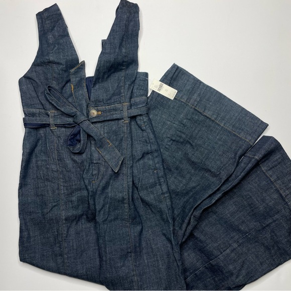 ANTHROPOLOGIE Pilcro Wide Leg Trouser Jumpsuit Denim Letterpress - Picture 6 of 10